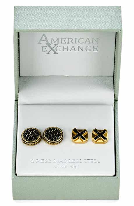 Men's Set of 2 Stone Stud Earrings