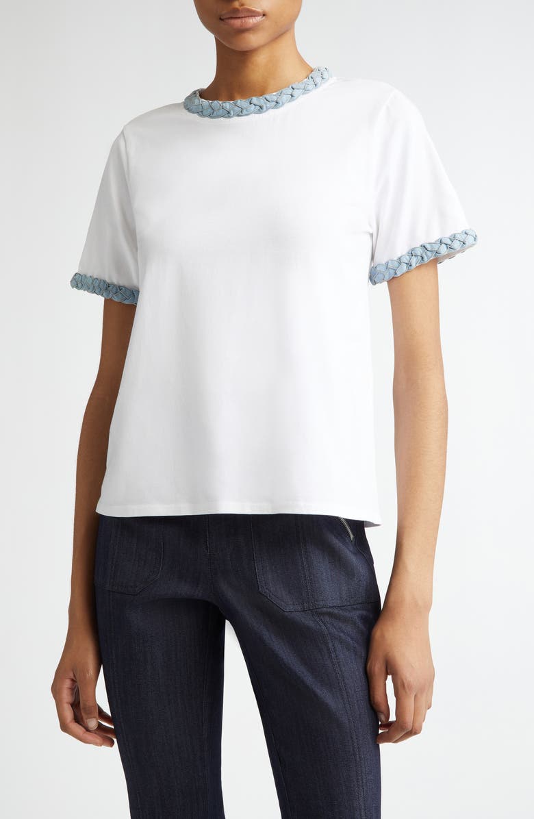 Cinq à Sept Denim Trim T-Shirt, Main, color, 