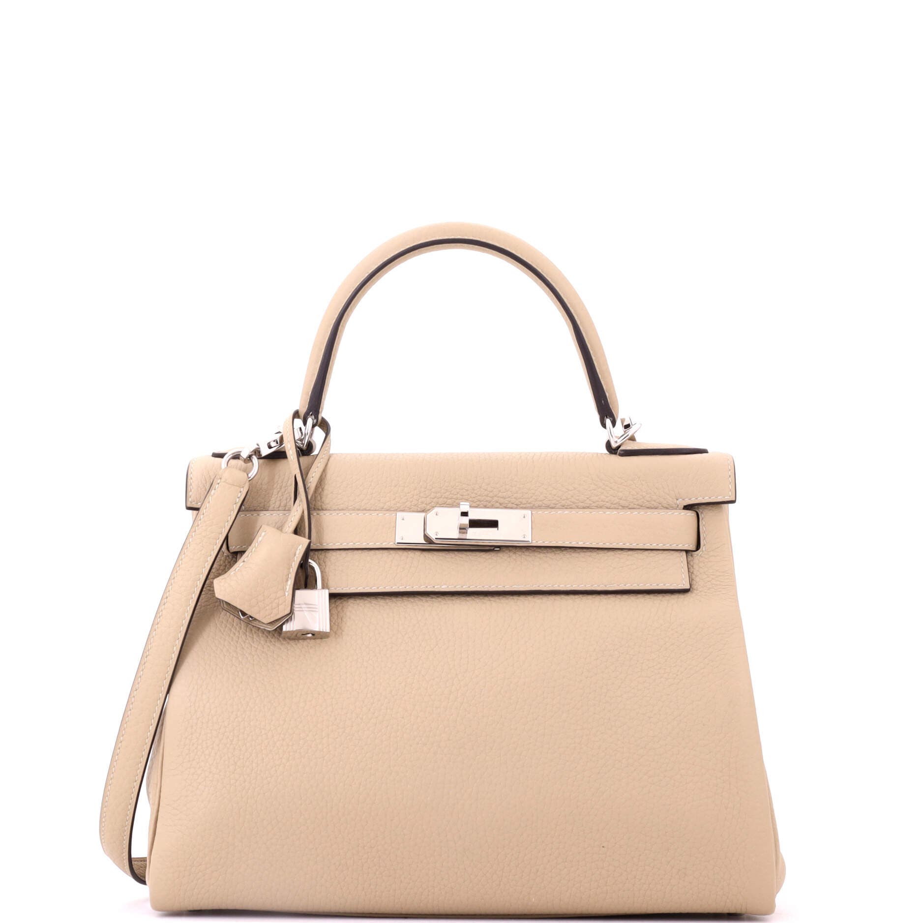 Kelly Handbag Light Clemence with Palladium Hardware 28, Main, color, White