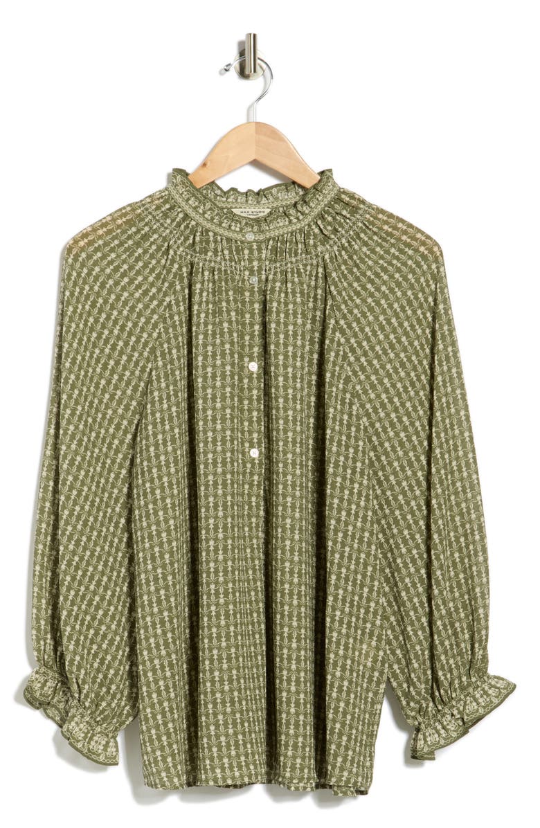 MAX STUDIO Ruffle Top, Alternate, color, Sage Bulb Vines