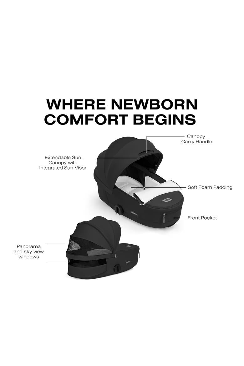 Fold Lux Carry Cot for the Mios/Coya Strollers – Style Collection, Alternate, color, SEPIA BLACK