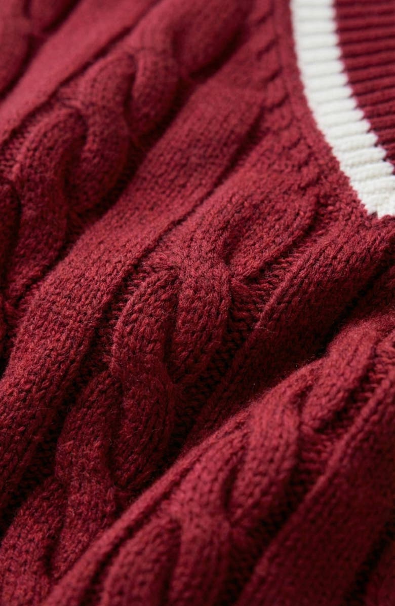 Modenaire Cable-Knit Mini Sweater Dress with Pockets, Alternate, color, Burgundy
