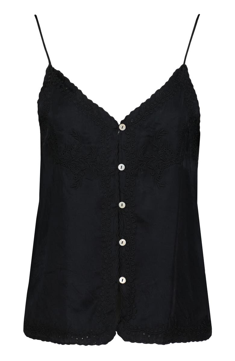 Bishop + Young Anya Button Front Embroidered Cami, Alternate, color, Black
