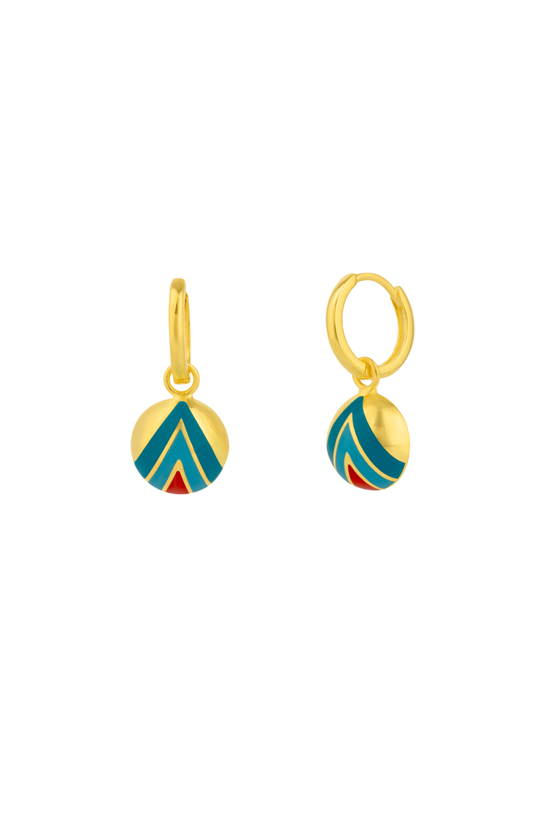 Enamel Blue Five Color Sterling Silver Earrings, Main, color, Gold