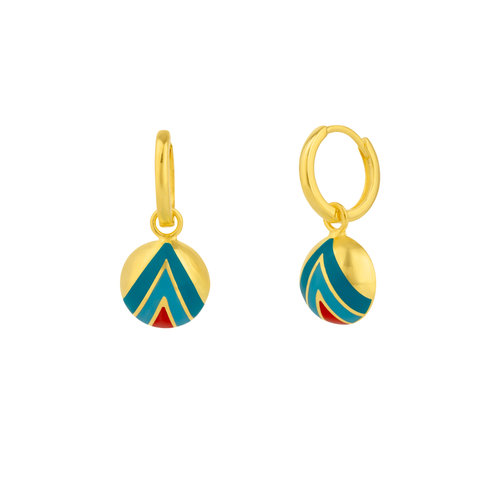 Spero London Enamel Blue Five Color Sterling Silver Earrings In Gold
