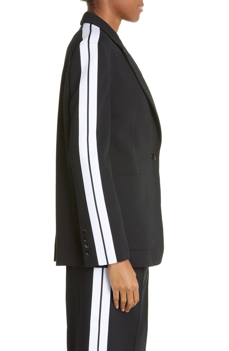 Palm Angels Track Stripe Cotton Blend Blazer, Alternate, color, 