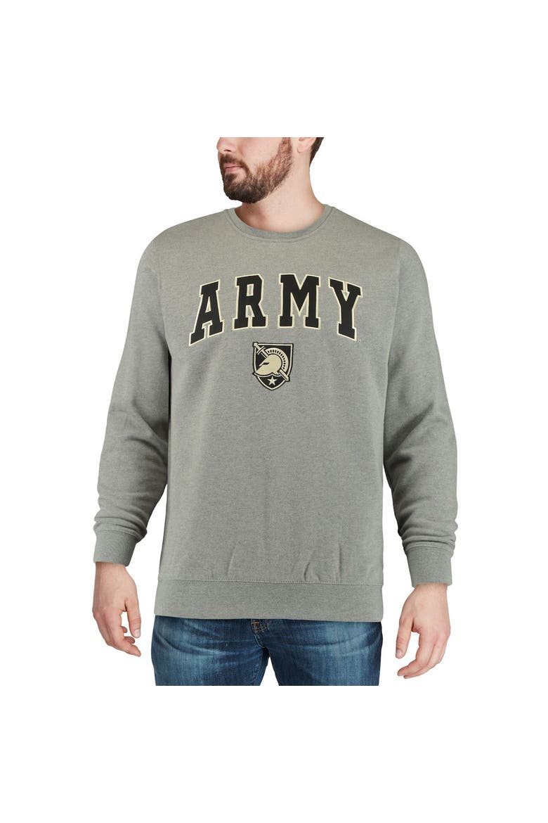 Men's Colosseum Heather Gray Army Black Knights Arch & Logo Crew Neck Sweatshirt, Alternate, color, Heather Gray