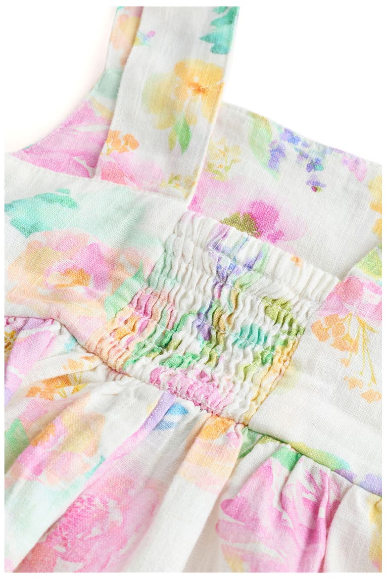 Kids' Floral Print Linen Blend Sundress, Alternate, color, PINK