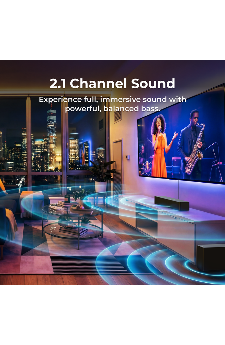 Ultimea Poseidon R3T 2.1ch Soundbar with Wireless Subwoofer, Alternate, color, Black