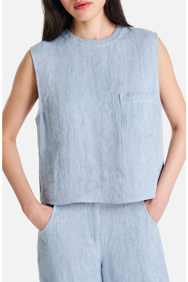 Crop Denim Tank, Main, color, LIGHT INDIGOA