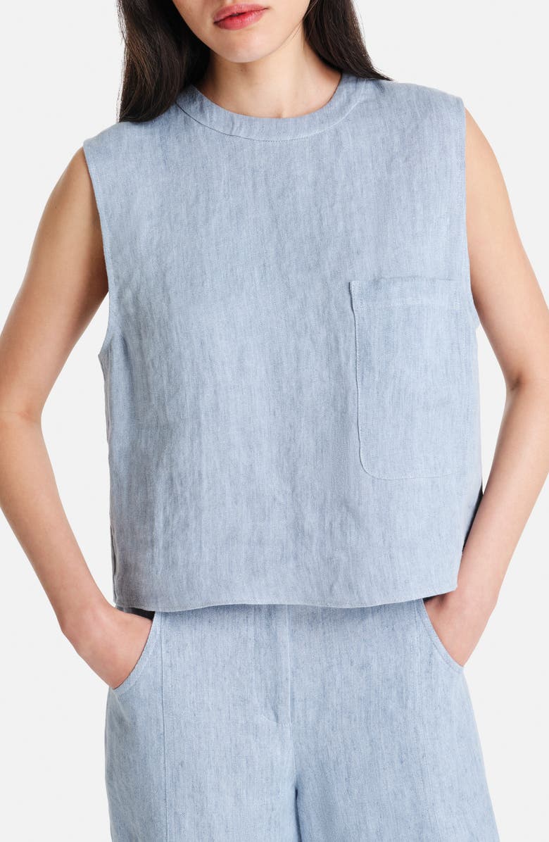 TWP Crop Denim Tank, Main, color, Light Indigo