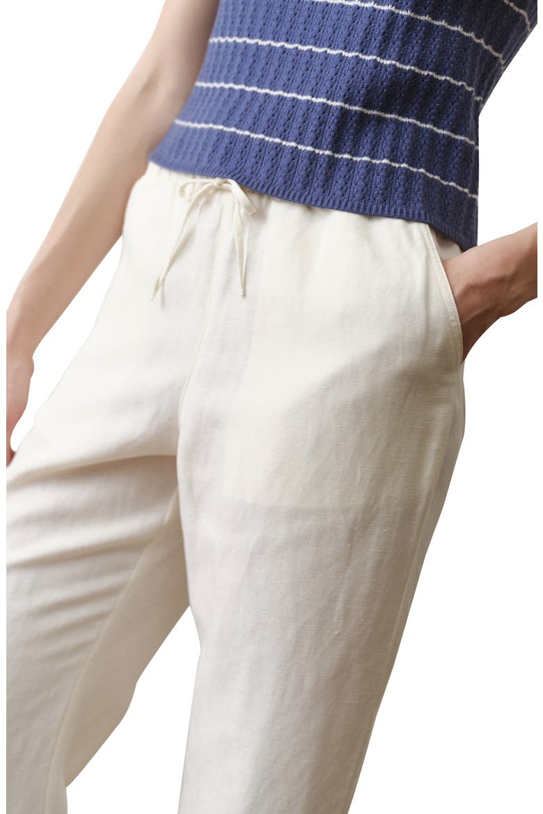 Drawstring Linen Blend Pants, Alternate, color, ANTIQUE WHITE