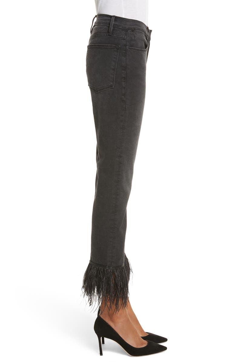 FRAME Le High Straight High Rise Feather Hem Jeans, Alternate, color, 