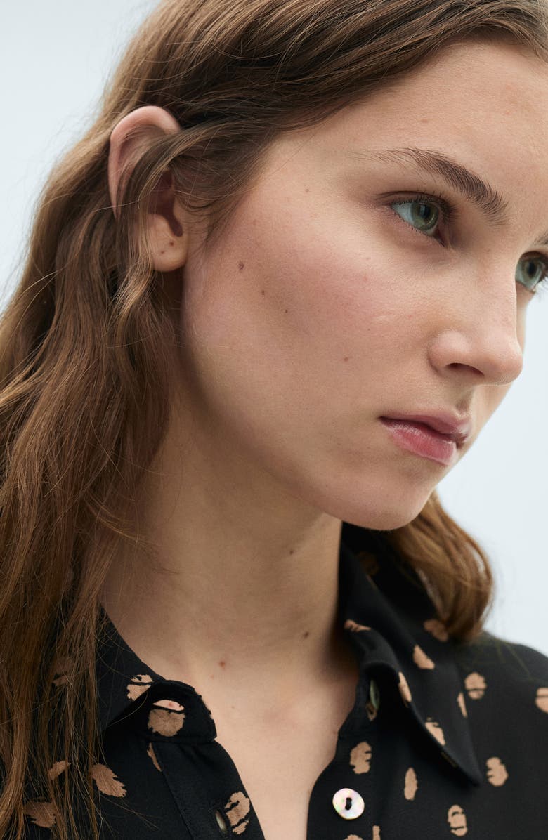 MANGO Polka Dot Long Sleeve Shirtdress, Alternate, color, 