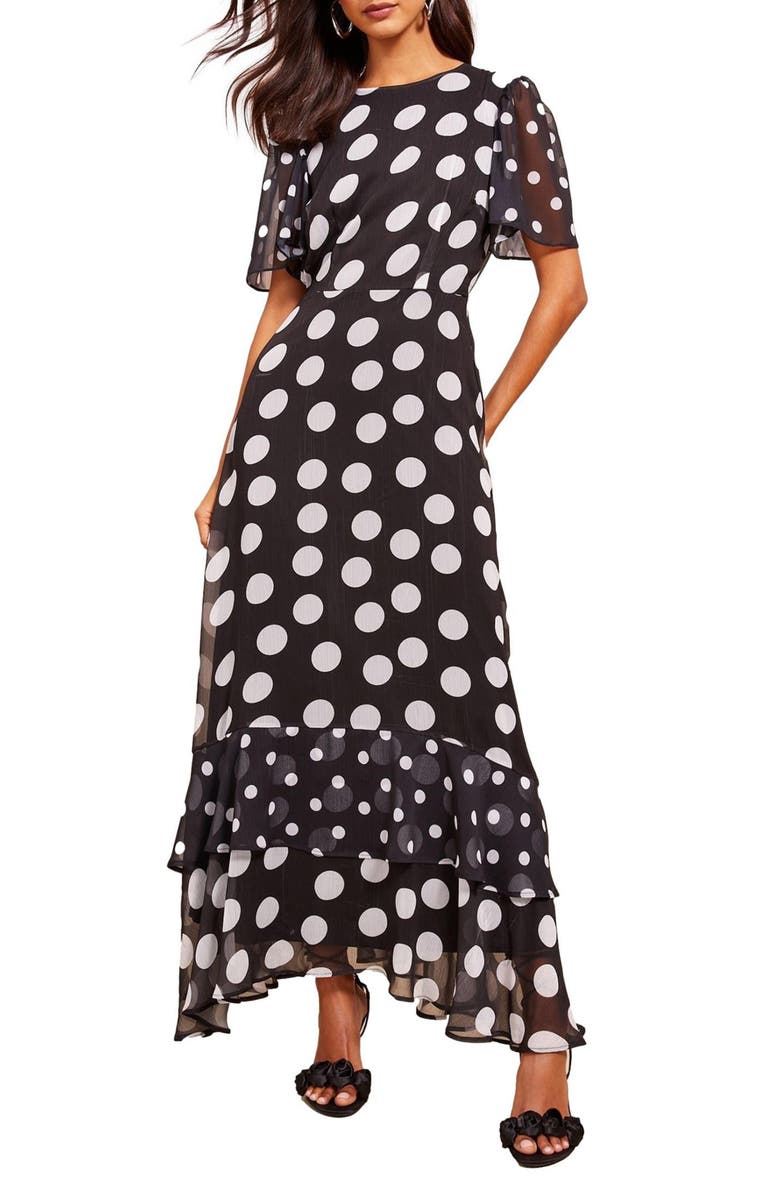 Friends Like These Mixed Dot Chiffon Maxi Dress, Main, color, 