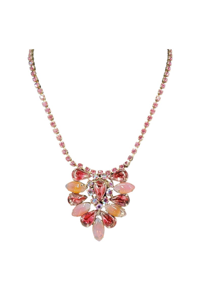 Vintage 1950s Pink GivrÃ© Rhinestone Choker, Main, color, Gold