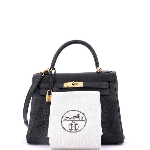 Pre-owned Hermes Hermes Kelly Handbag Black Novillo With Gold Hardware 28 In Black