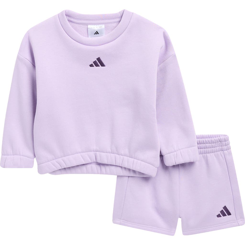 Adidas Originals Adidas Logo Fleece Sweatshirt & Shorts Set In Purple