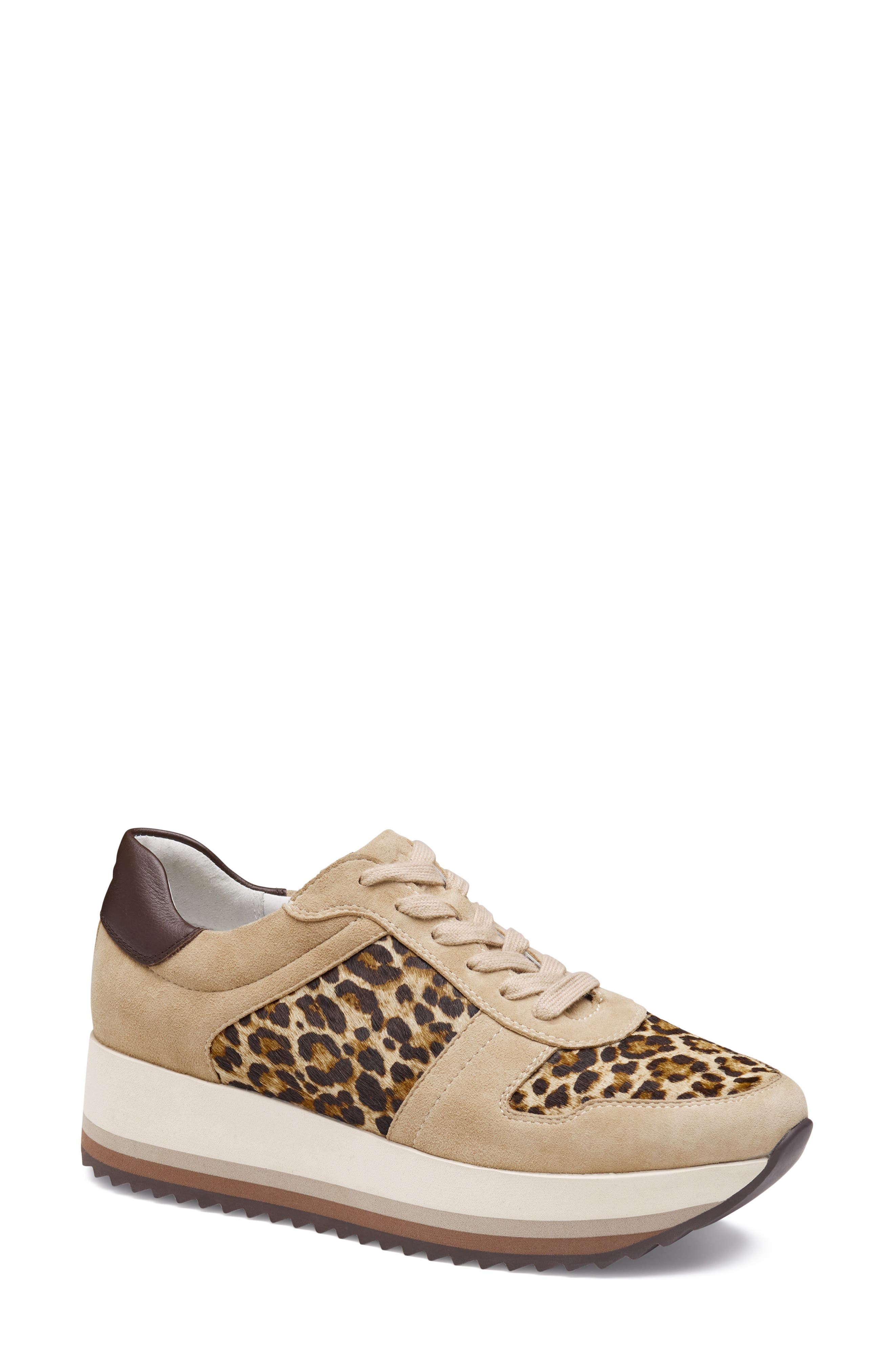 Gracie Colorblock Sneaker, Main, color, SAND SUEDE/LEOPARD CALF HAIR