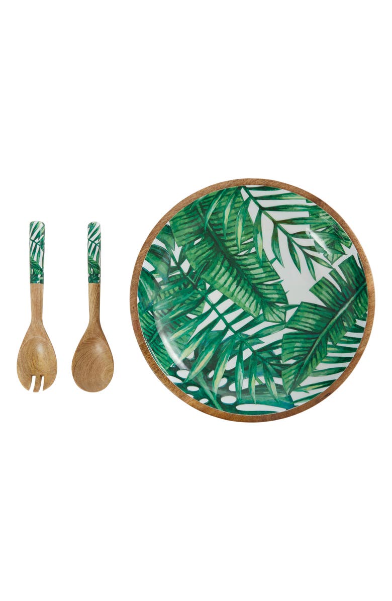 GINGER BIRCH STUDIO Palm Salad Bowl & Servers Set, Main, color, 