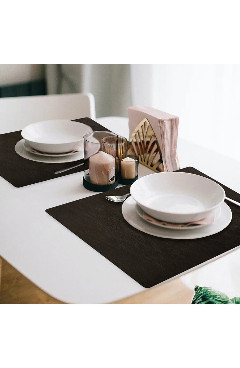 FRIELING Davanti by  Mattola Placemats Set of 6, Rectangular 16.5 x 12.5 Inch Indoor Outdoor Table Placemats, Alternate, color, Black