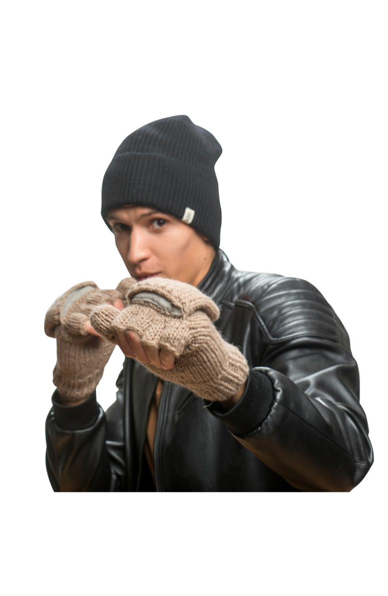 Nirvanna Designs Fingerless Gloves With Button Flap and Fleece Lining, Alternate, color, Charcoal