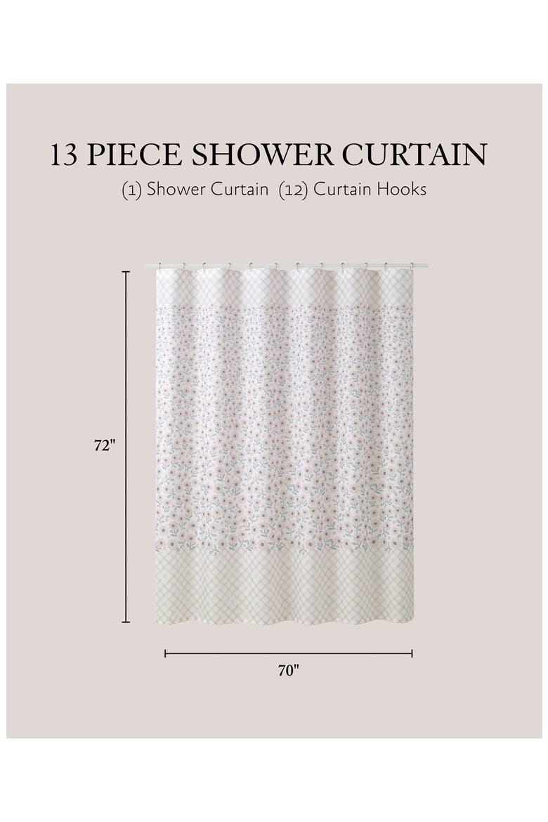 Floral Shower Curtain, Alternate, color, ZEXIE BORDER BLUSH