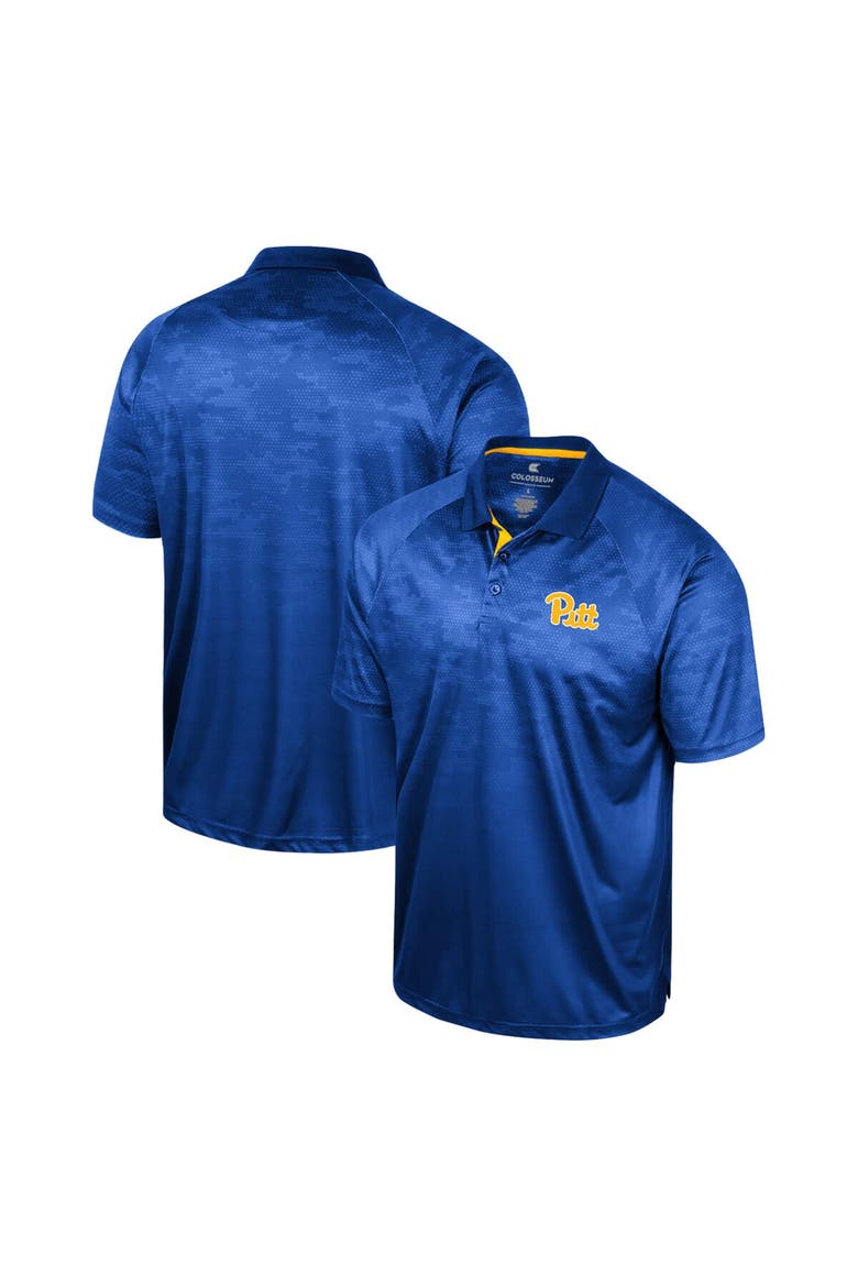 Men's Colosseum Royal Pitt Panthers Honeycomb Raglan Polo, Main, color, Royal