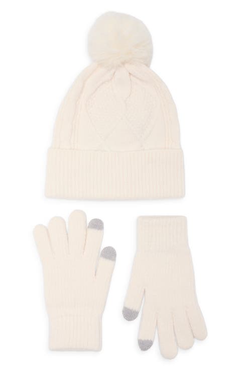 Diamond Stitch Beanie and Gloves Set