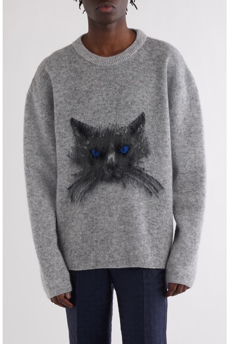 Cat Mohair Blend Crewneck Sweater, Main, color, GREY