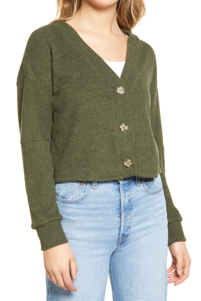 La Land Creative Co Brushed Cardigan Sweater, Alternate, color, OLIVE