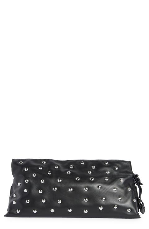 Poppy Oversize Stud Leather Clutch