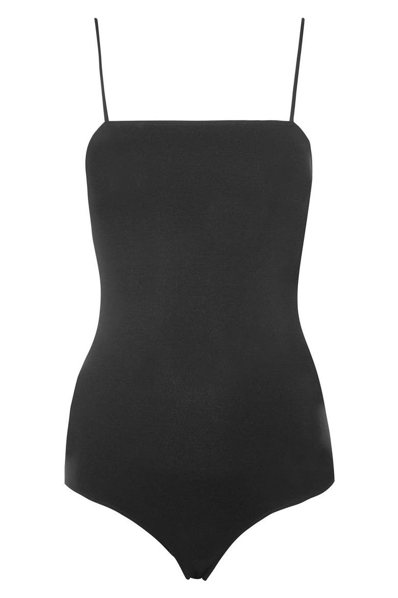 Square Neck Ponte Bodysuit, Alternate, color, BLACK