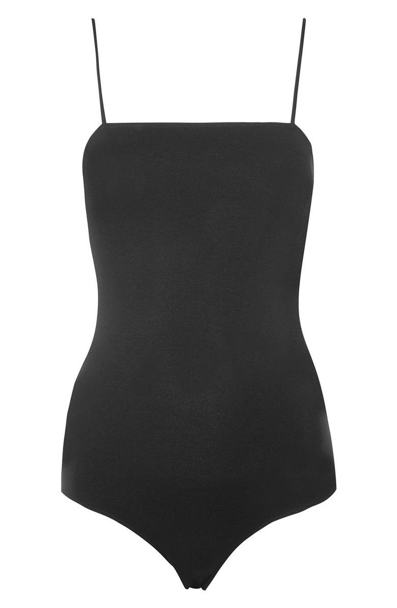 Topshop Square Neck Ponte Bodysuit, Alternate, color,