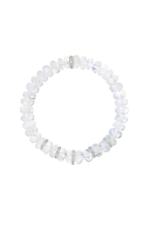 Sheryl Lowe Rainbow Moonstone 8mm Bead Bracelet With 5 Diamond Rondelles