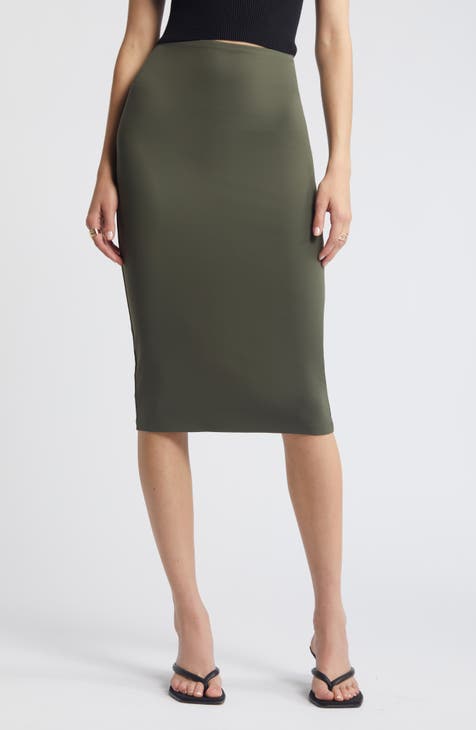 Long green midi skirt best sale