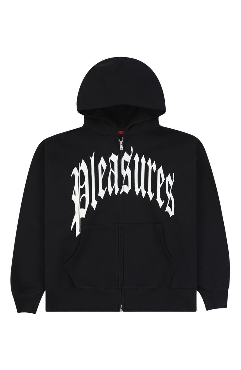 PLEASURES Twitch Graphic Zip Hoodie, Alternate, color, Black