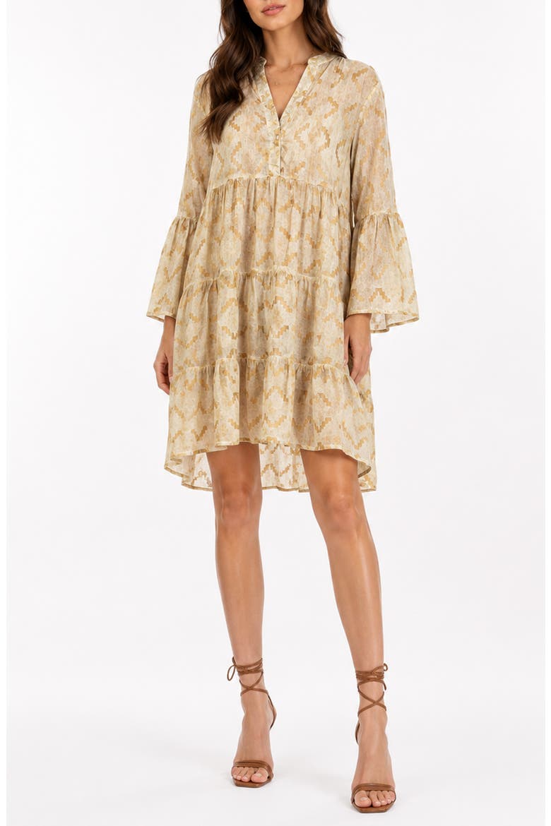 Tiered Bell Sleeve Cover-Up, Main, color, BEIGE