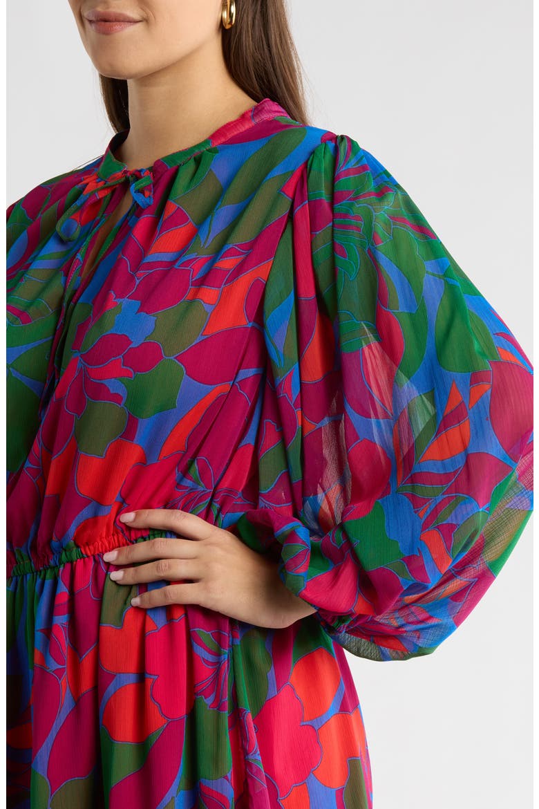 Kaeli Floral Print Long Sleeve Dress, Alternate, color, MAGENTA-BLUE-GREEN