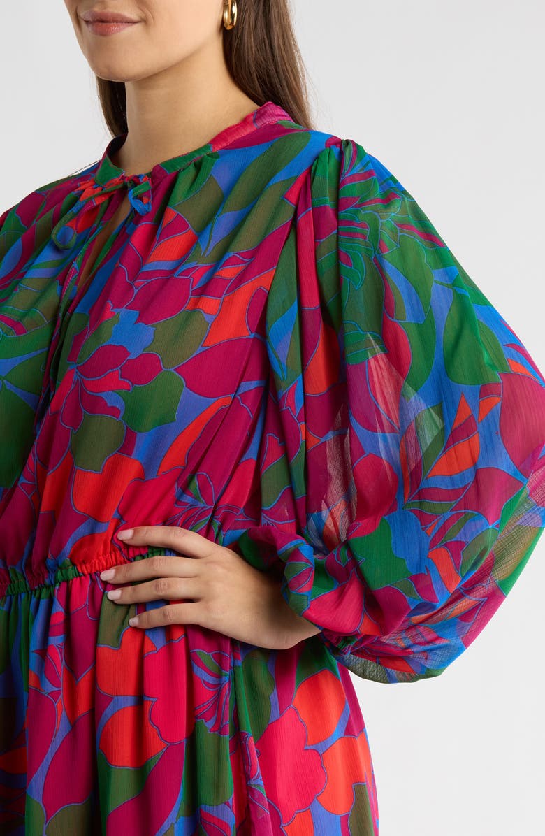 SUGARLIPS Kaeli Floral Print Long Sleeve Dress, Alternate, color, Magenta-Blue-Green