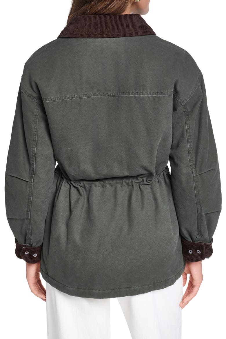 Corduroy Collar Military Jacket, Alternate, color, DARK OLIVE