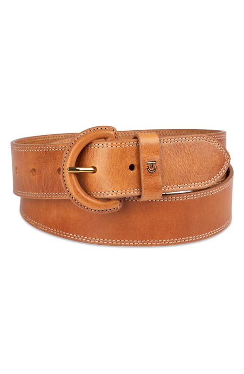Cole Haan Covered Buckle Leather Belt In Brown
