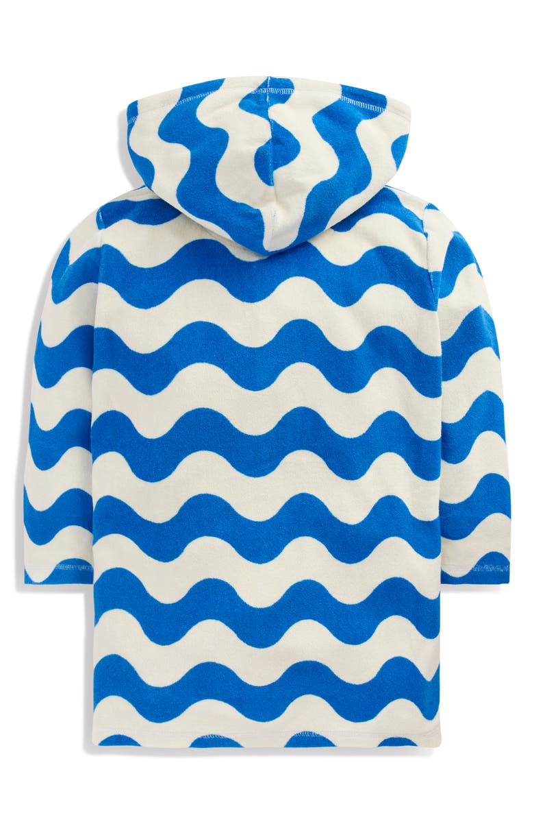 Mini Boden Kids' Romie Terry Hooded Cover-Up Dress, Alternate, color, Ivory And Blue Wave
