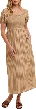 WISHLIST Stripe Short Sleeve Midi Dress