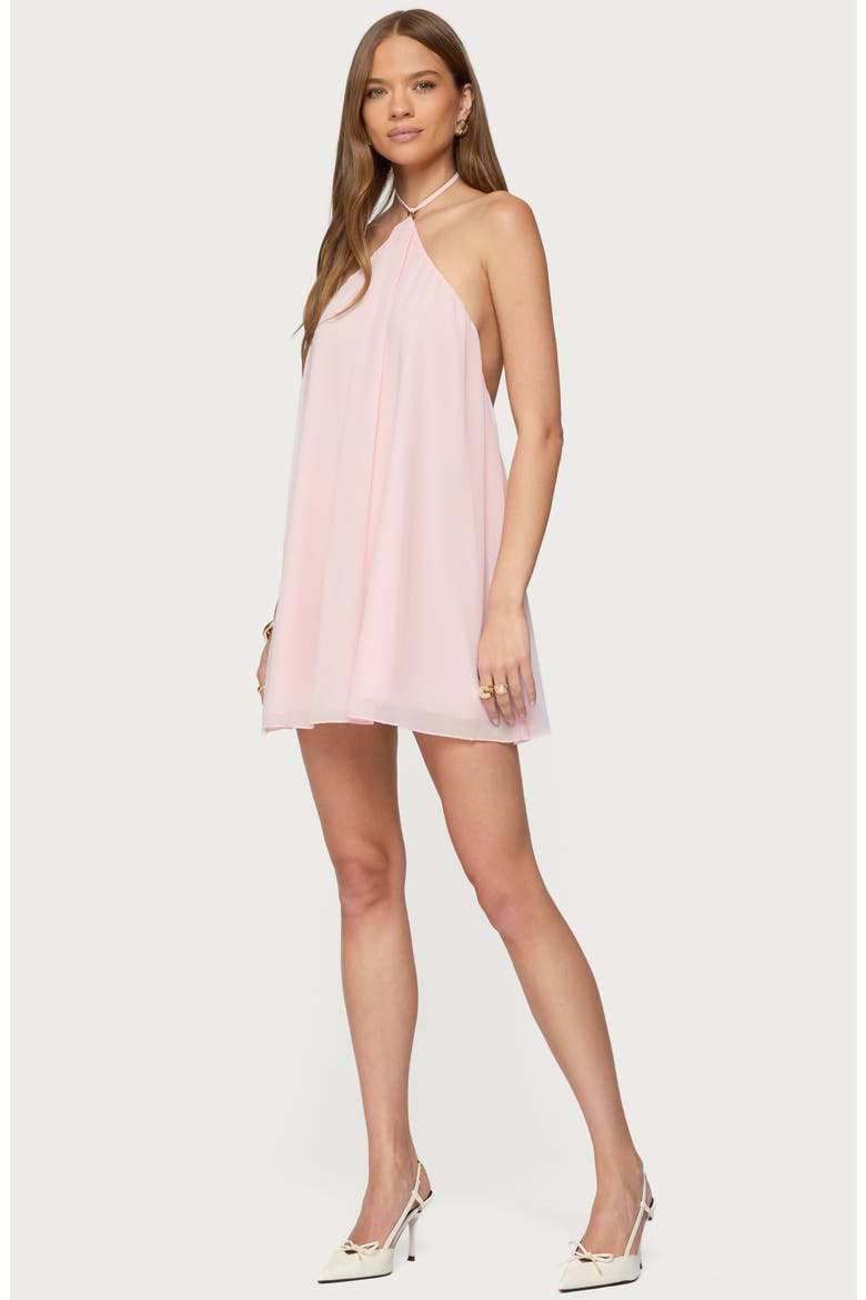 Emeline Open Back Halter Minidress, Alternate, color, LIGHT-PINK