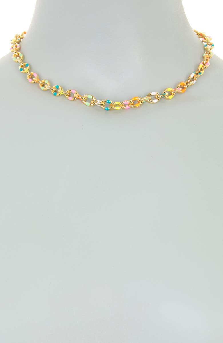 Juvell 18K Gold Plate Enamel Chain Necklace, Alternate, color, 18Kt Yellow Plated Brass