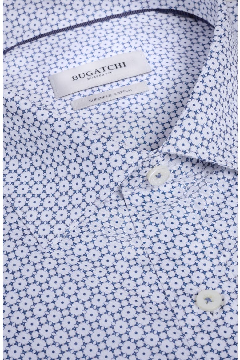 Axel Shaped Fit Geo Floral Cotton Button-Up Shirt, Alternate, color, NAVY