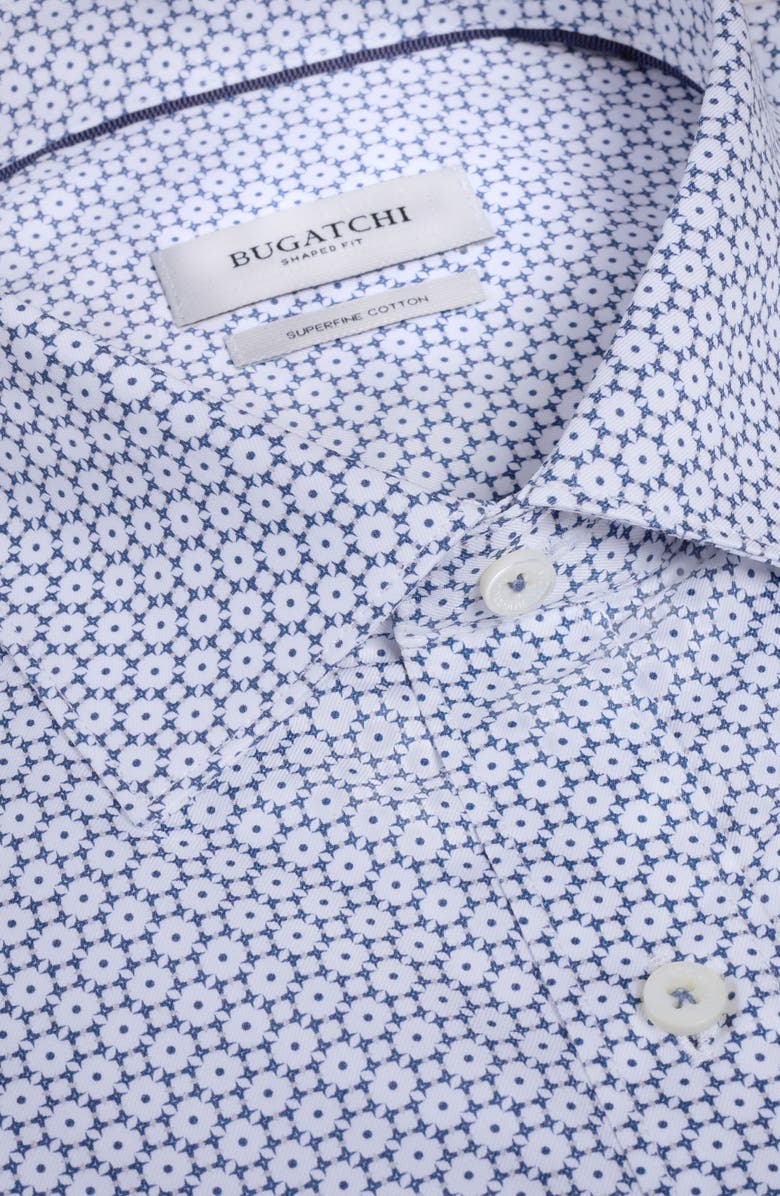 Bugatchi Axel Shaped Fit Geo Floral Cotton Button-Up Shirt, Alternate, color, Navy