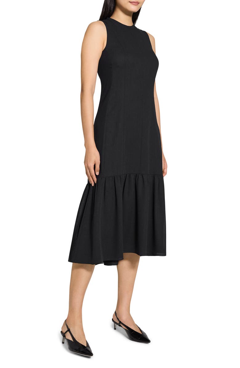 Theory Tier Tie Back Midi Dress, Alternate, color, Black