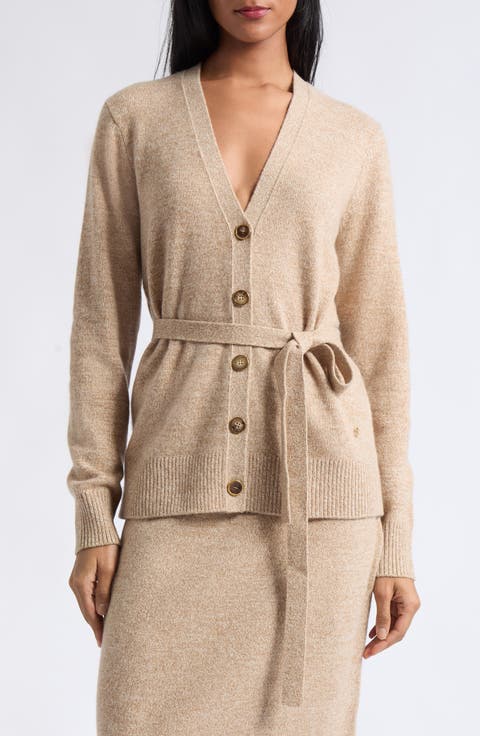 Belted Wool Moulinè Cardigan